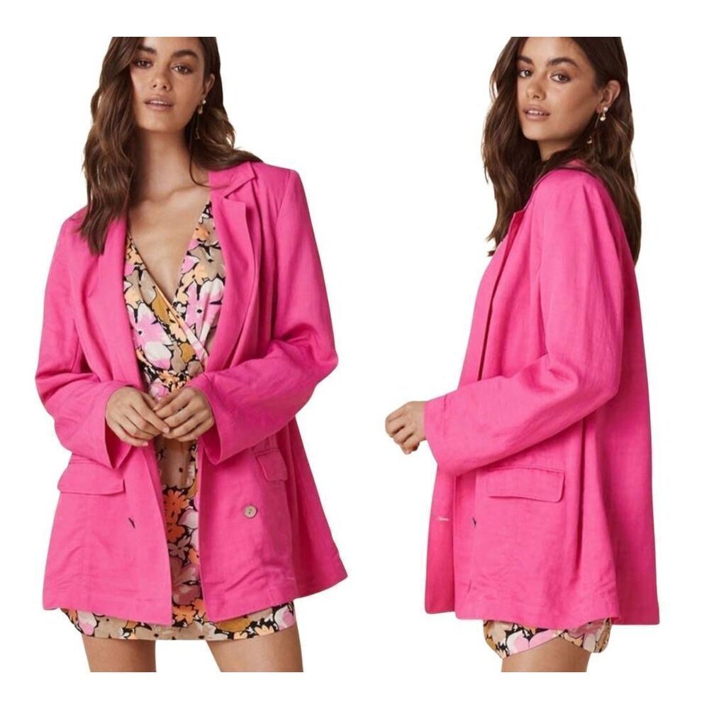 NWT SPELL Hibiscus pink Vacation blazer Sz Small